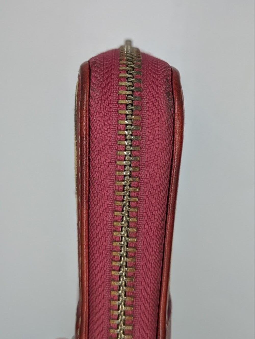 Coach Signature Canvas & Leather Wallet Burgundy Leather Zip Around Continental - Picture 9 of 16